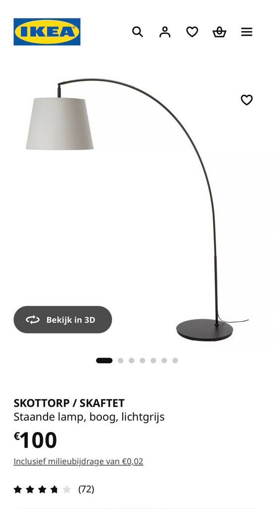 Staanda lamp, Boog, zwart/Lichtgrijs, Huis en Inrichting, Ophalen, Zo goed als nieuw, Metaal, Boog