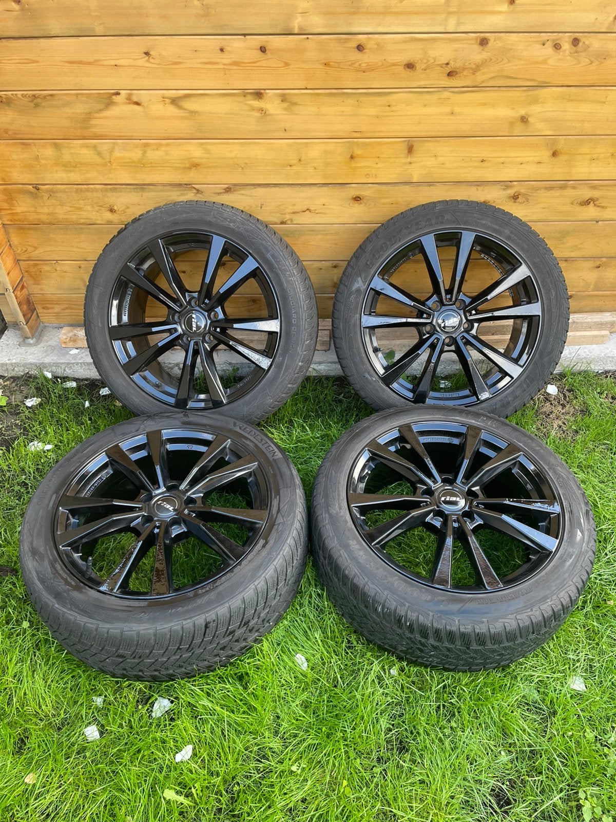 Jantes 18 pouces 5x112 avec pneus/jantes noires 245 45 18, Enlèvement, Comme neuf