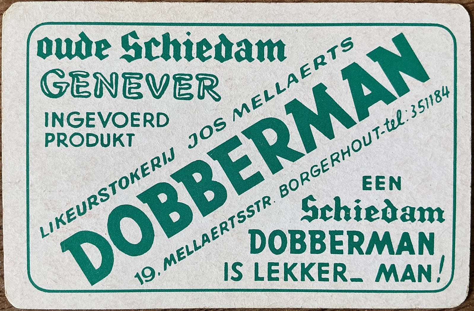 Carte à jouer DOBBERMAN/BORGERHOUT LIQUEUR DISTILLERY, Enlèvement ou Envoi, Comme neuf, Carte(s) à jouer