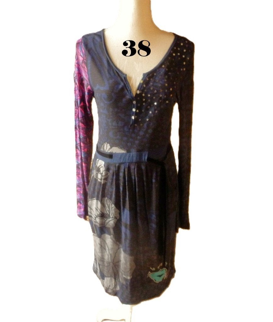 (79)- robe femme t.38 bleue - desigual -, Maat 38/40 (M), Blauw, Ophalen of Verzenden, Zo goed als nieuw