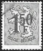 Postzegel België 1969 Cijfer op heraldieke leeuw, Postzegels en Munten, Postzegels | Europa | België, Koninklijk huis, Frankeerzegel