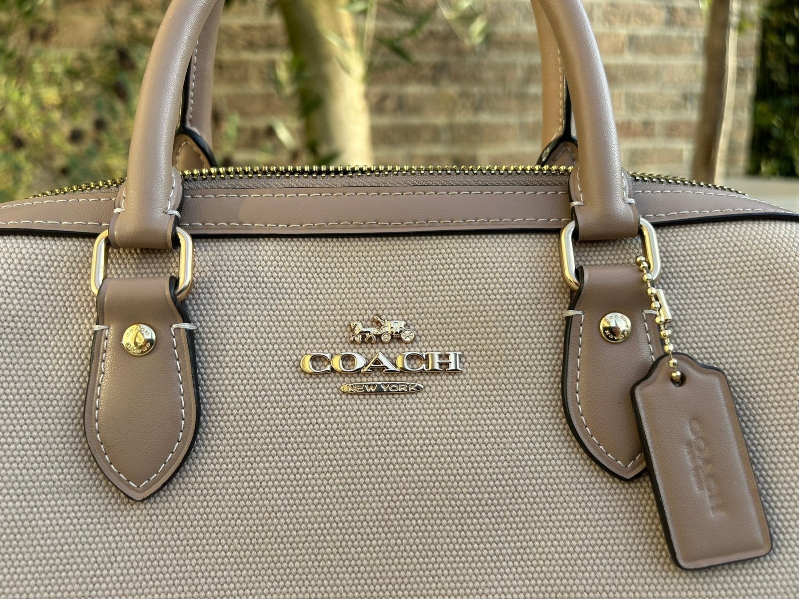 Sacoche Coach Rowan originale, Enlèvement ou Envoi, Comme neuf, Beige