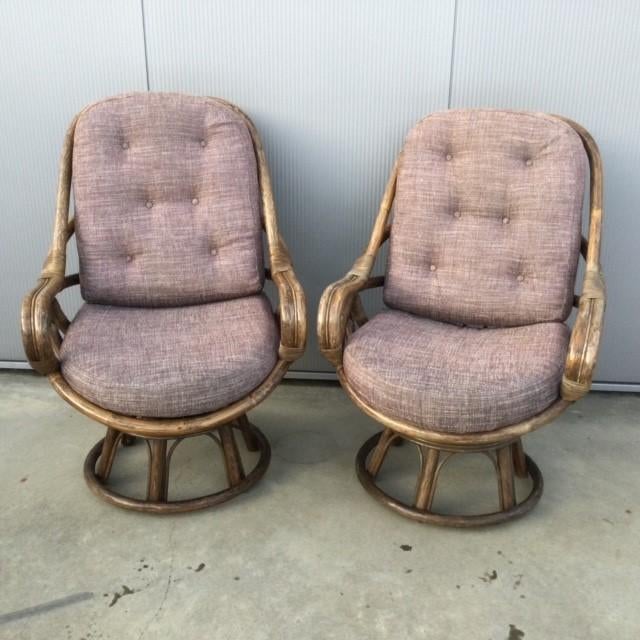 2 Rotan draaizetels, Jardin & Terrasse, Chaises de jardin, Enlèvement, Utilisé, Rotin