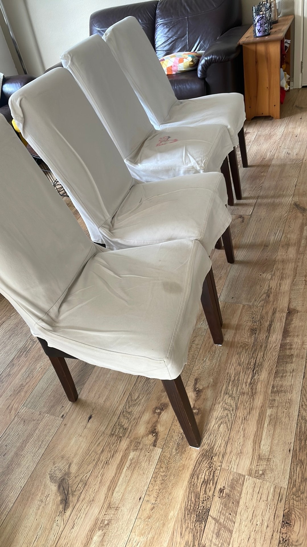 A donner 4 chaises en bois et cuir simili solides comfort, Enlèvement, Comme neuf, Bois