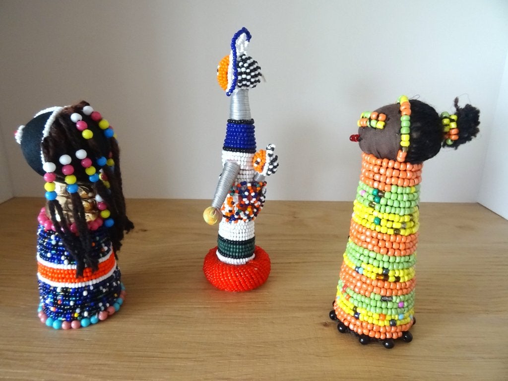 Zulu Ndebele mooie vruchtbaarheidspoppetjes,  handgemaakt, Antiek en Kunst, Handgemaakt, Afrika, Meerkleurig, Pop