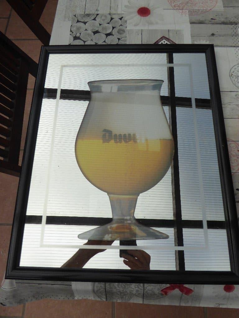 duvel  miroir 42x52cm, Collections, Enlèvement, Utilisé, Panneau, Plaque ou Plaquette publicitaire, Duvel