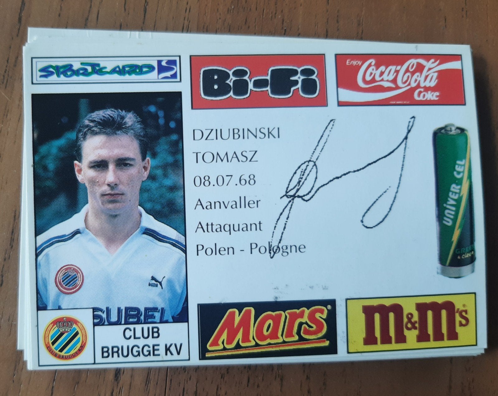 Voetbalkaart Club Brugge - Dziubinski Tomasz, Ophalen of Verzenden