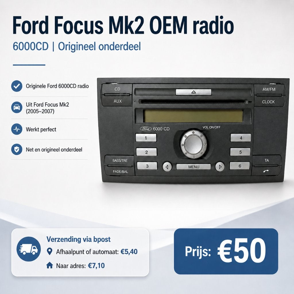 Radio OEM Ford Focus Mk2 6000CD avec code original, Autos : Divers, Autoradios, Enlèvement ou Envoi, Utilisé