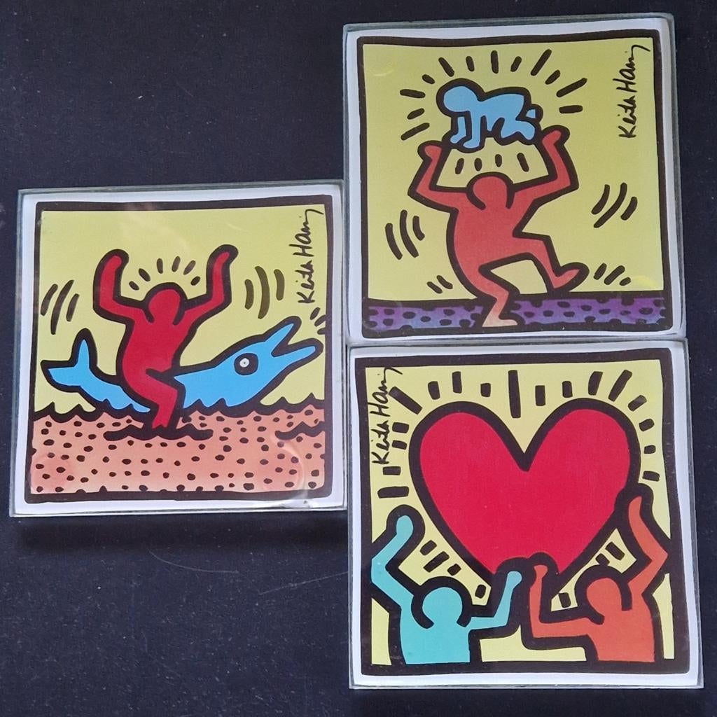 Keith Haring | Dolphin Rider | Love | Baby | 3 onderzetters, Verzenden
