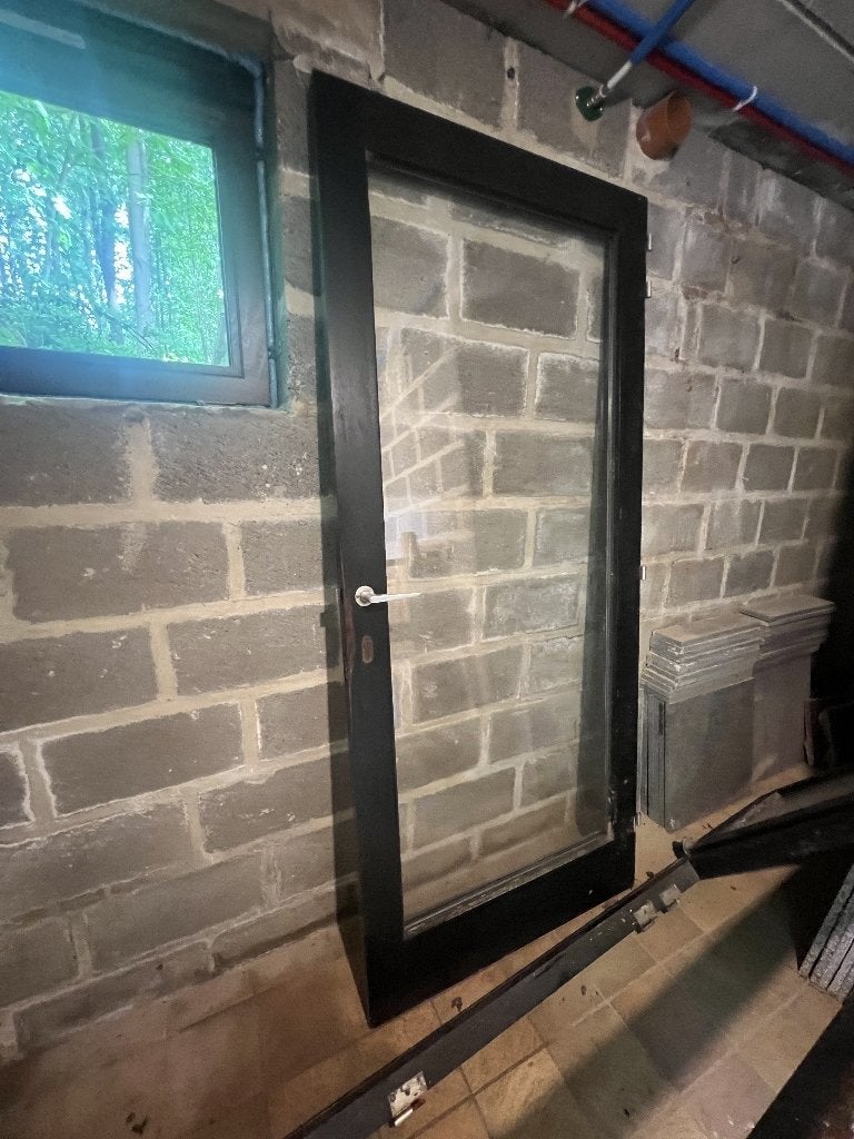Meranti buitendeur dubbel glas, Ophalen, Gebruikt, 80 tot 100 cm, Buitendeur