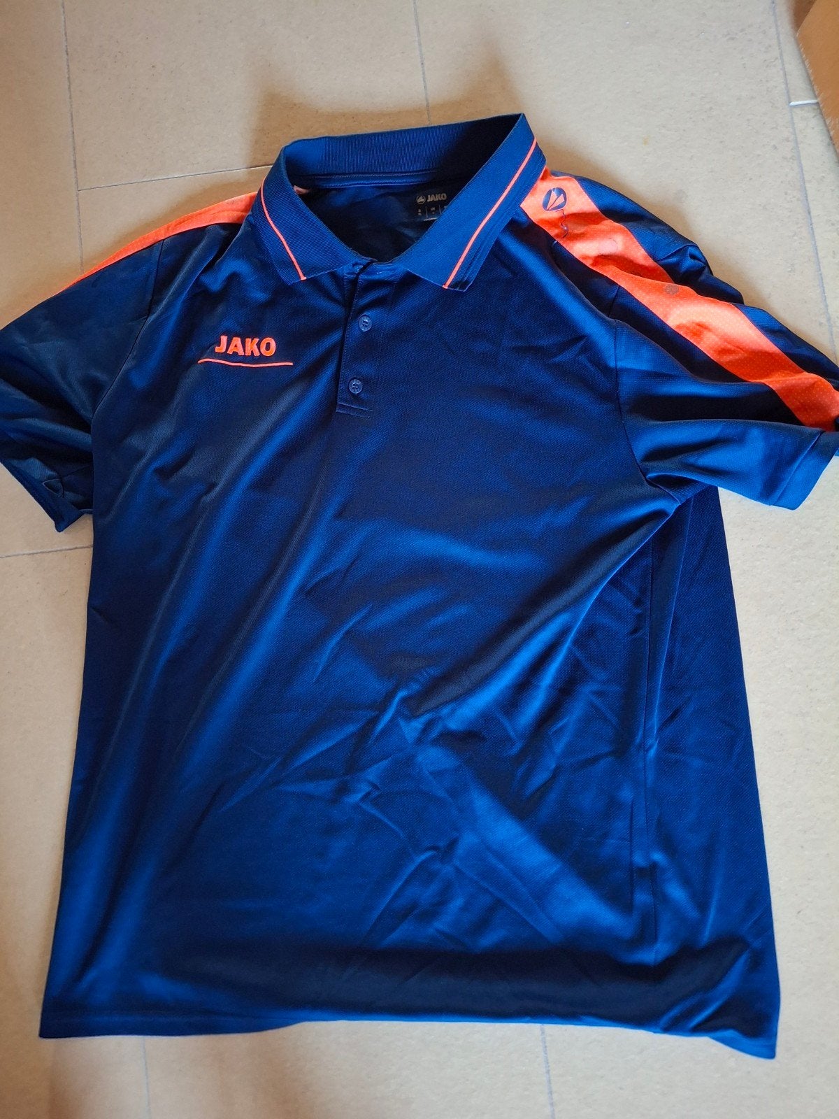 Polo blauw/oranje Jako mt Large, Kleding | Heren, Sportkleding, Maat 52/54 (L), Blauw, Ophalen of Verzenden, Zo goed als nieuw