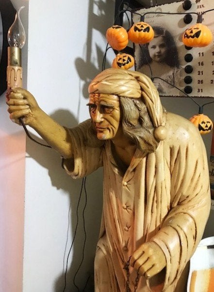 Statue Vieil Homme Picsou Charles Dickens Halloween H 92😎😴, Antiquités & Art, Statue, Peint, Composites, 50 - 100 cm