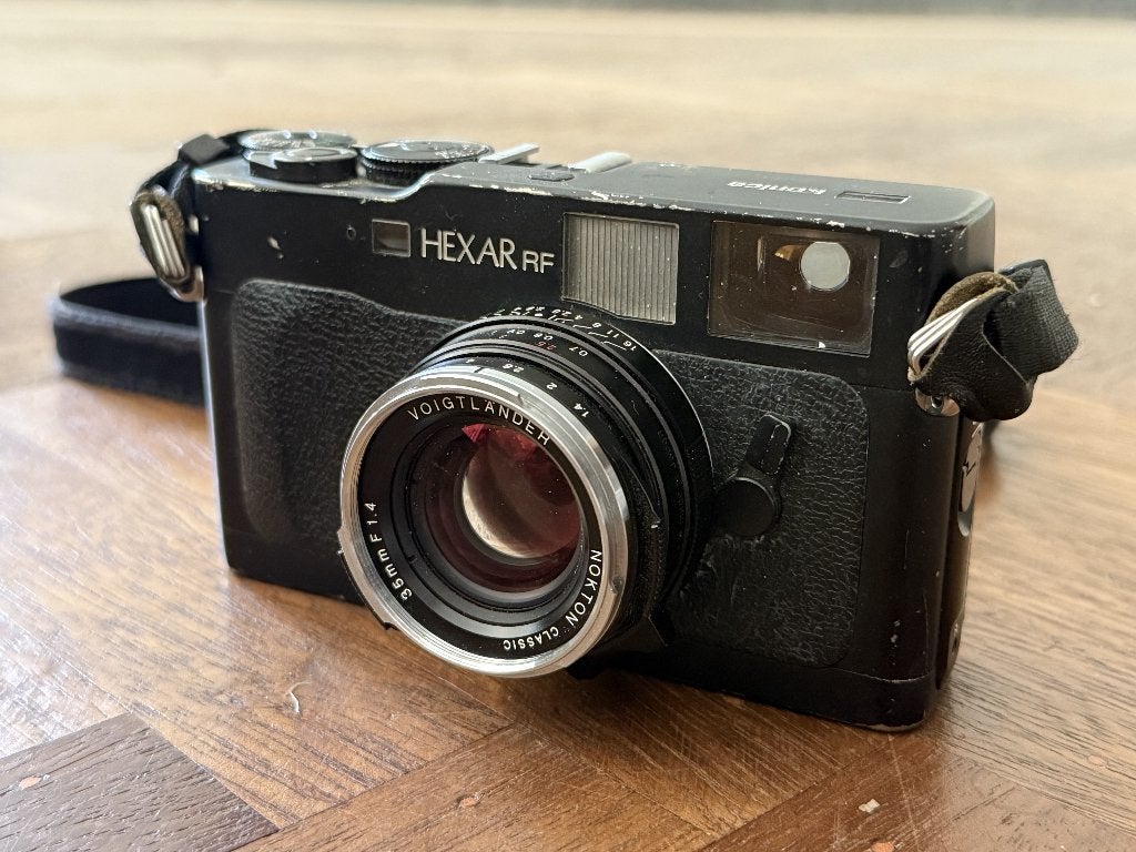 Konica Hexar RF + Voigtlander 35mm 1.4, Audio, Tv en Foto, Ophalen, Gebruikt, Konica