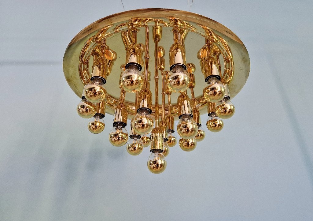 Plafonnier Sputnik XXL en laiton, design Space Age, 1970, Enlèvement ou Envoi