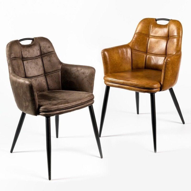 Nieuw armstoel cognac p.u. grijs stof 110 euro per stuk., Neuf, Gris, Enlèvement, Cinq, Six Chaises ou plus