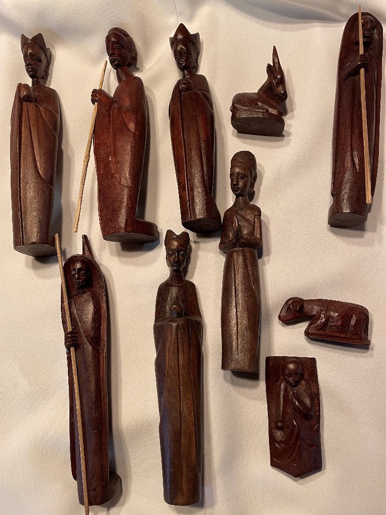 Handgesneden Afrikaanse kerststal figuren, Diversen, Kerst, Zo goed als nieuw, Ophalen of Verzenden