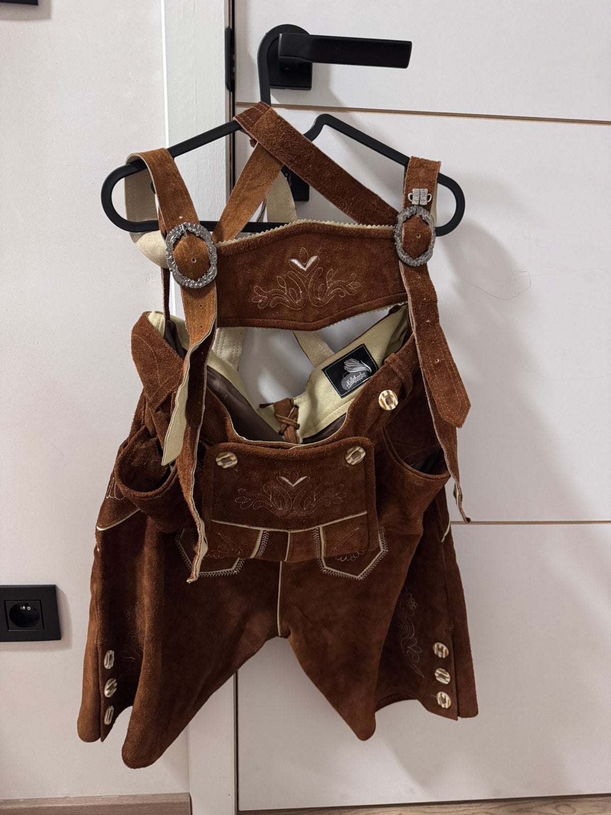 Mooie lederhosen maat 52, Enlèvement, Comme neuf, Taille 52/54 (L)