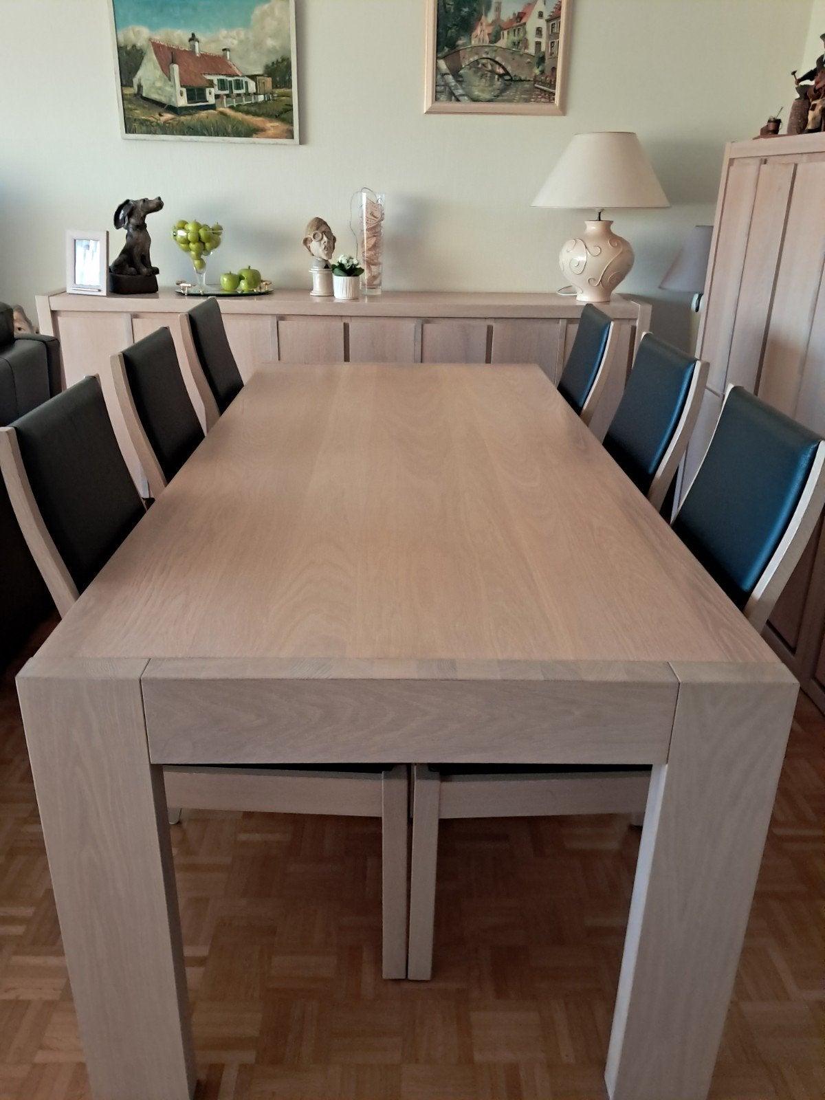 Eettafel met 6 stoelen in goede staat, Comme neuf, Enlèvement, 50 à 100 cm, Chêne