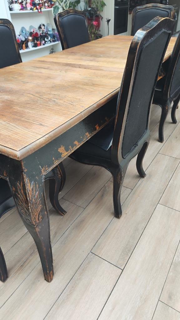 Table et chaises baroque, Enlèvement, Comme neuf, Chêne