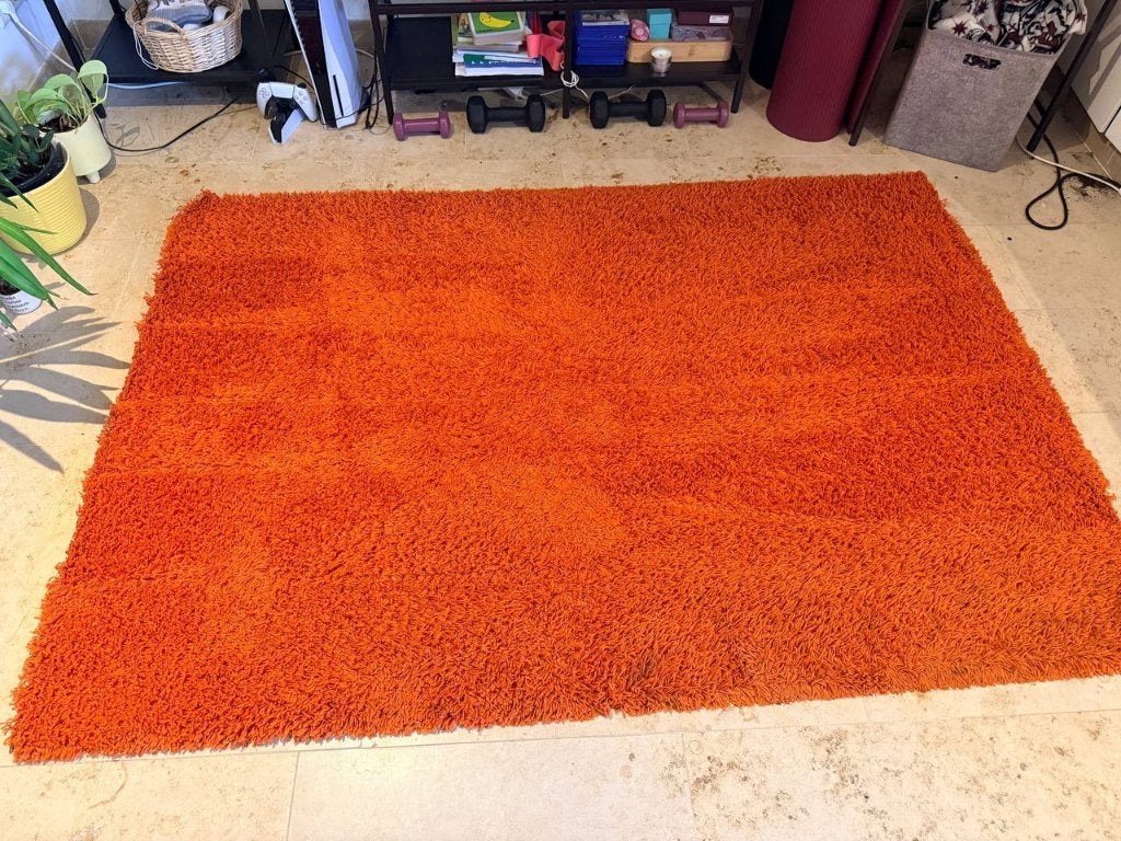Oranje tapijt – 197  x 133 cm, Huis en Inrichting, Ophalen, Gebruikt, 100 tot 150 cm, 150 tot 200 cm