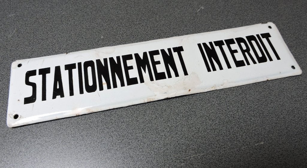 1940 Plaque émaillée STATIONNEMENT INTERDIT, Collections, Enlèvement ou Envoi
