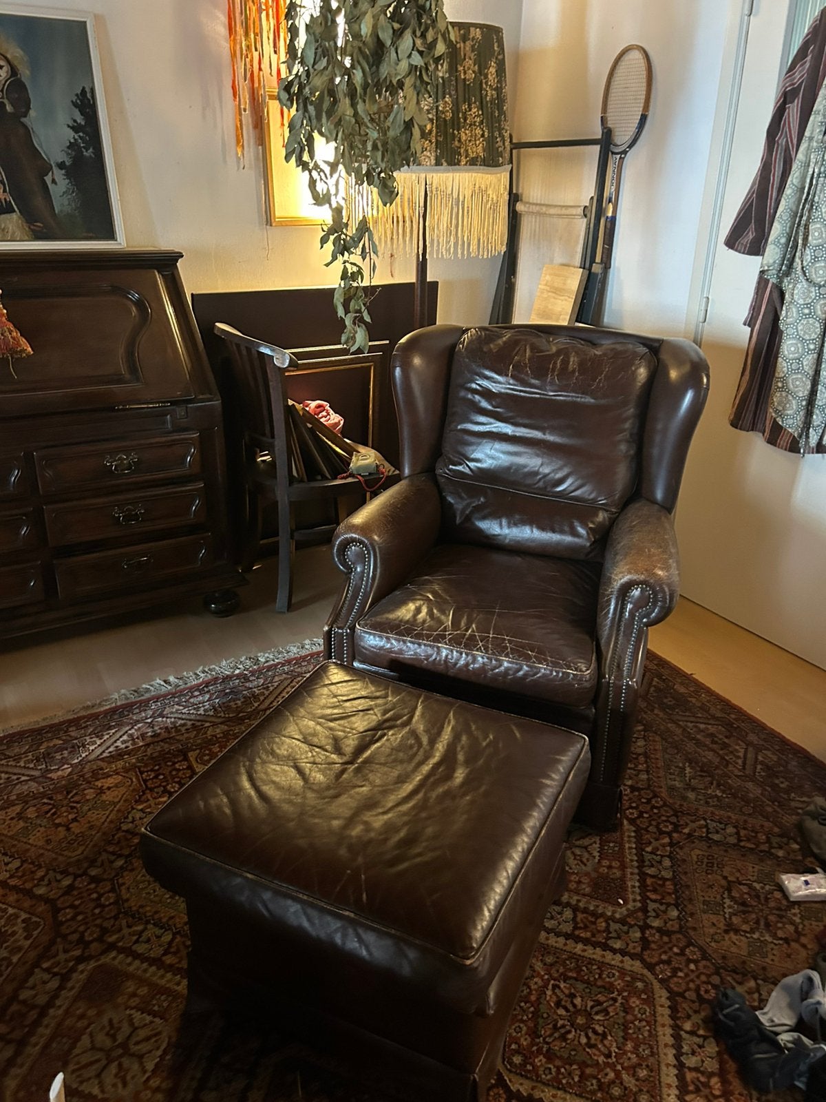 Siège en cuir ancien, Maison & Meubles, Enlèvement, Comme neuf