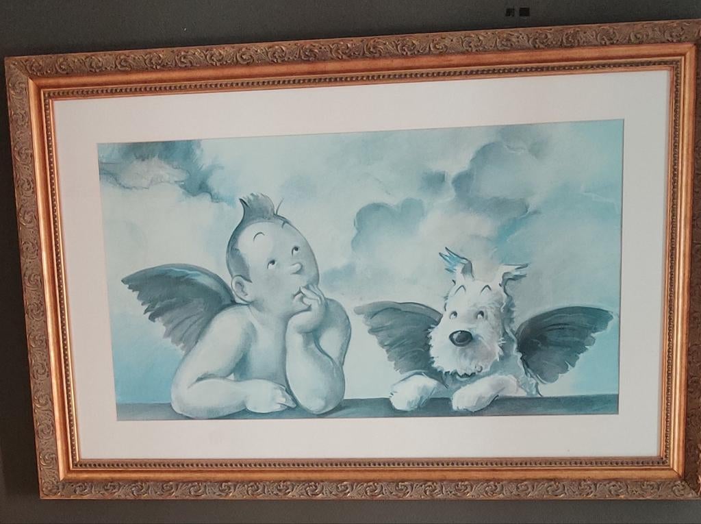 Groot Kuifje/ Bobby ingekaderd, Antiek en Kunst, Ophalen