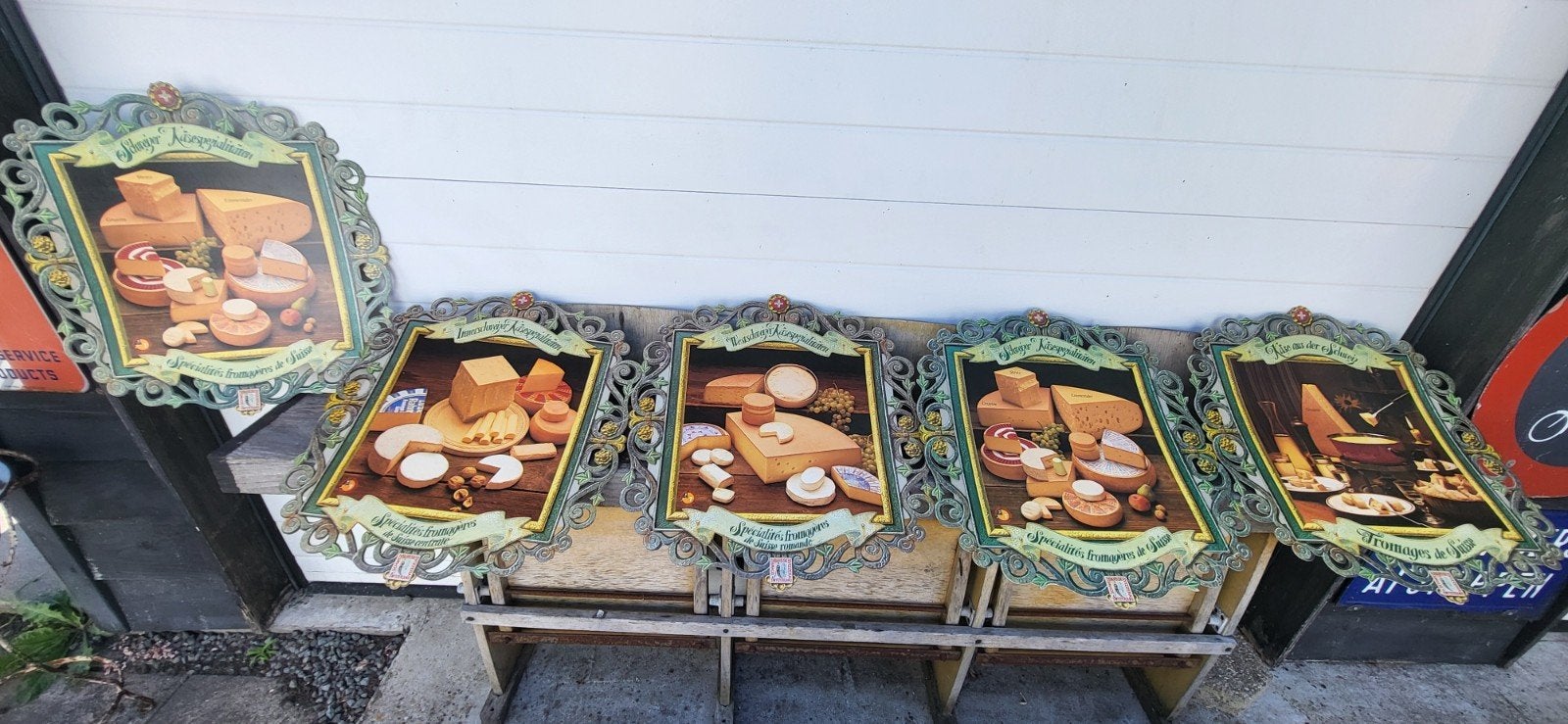 7 anciennes enseignes publicitaires | CHEESE SHOP | Suisse |, Collections, Marques & Objets publicitaires, Comme neuf, Panneau publicitaire