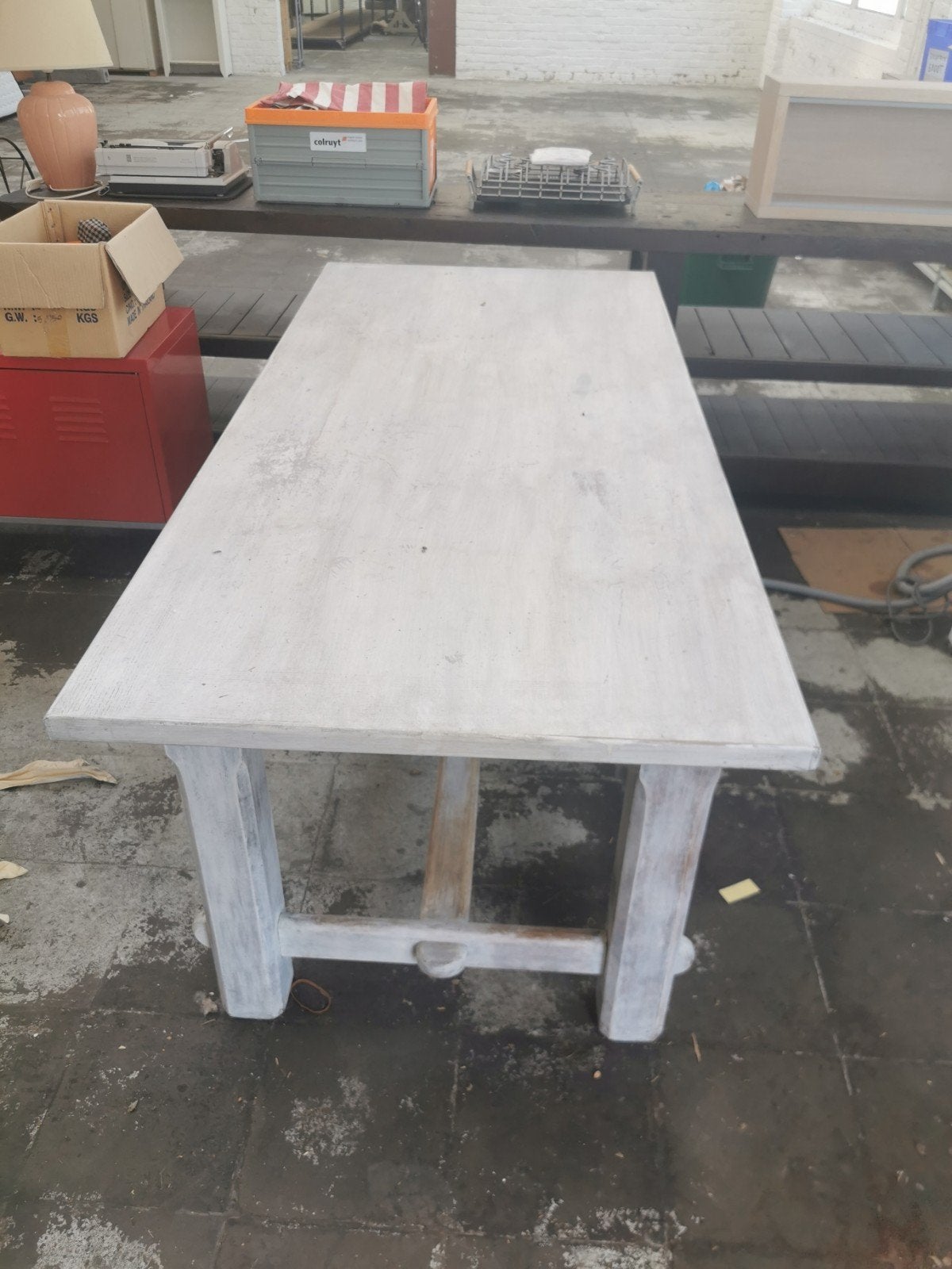 GRATIS - WHITE WASH 6 PERSONEN TAFEL, Huis en Inrichting, Tafels | Eettafels, Ophalen, Vijf personen of meer, Rechthoekig
