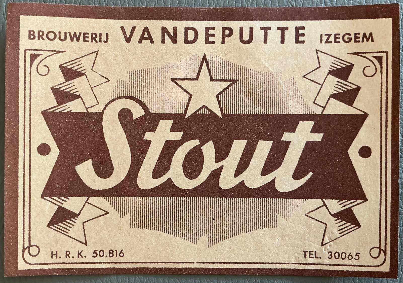 Étiquette Vandeputte/Stout/Izegem/Beer, Enlèvement ou Envoi, Comme neuf, Autres types