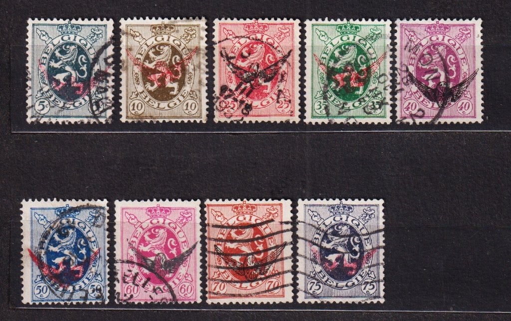 Timbres de service belges 1929 S7-S15 estampillés, Envoi, Affranchi, Oblitéré