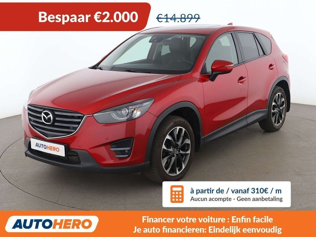 Mazda CX-5 2.2 Turbodiesel Sports-Line AWD (bj 2015), Gebruikt, Zwart, Leder, Lichtsensor