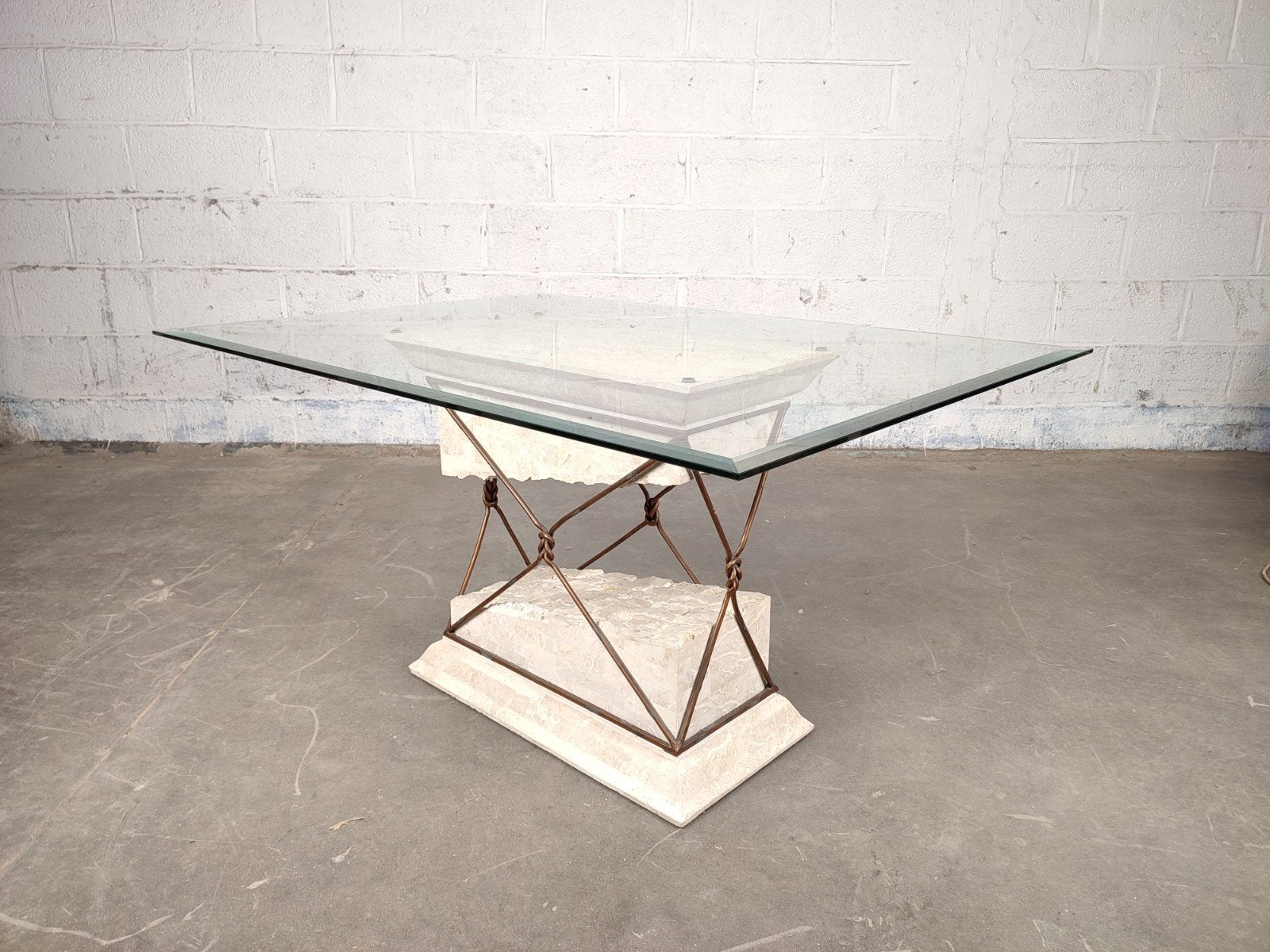 Unieke travertin eettafel, Ophalen, ., Glas, .