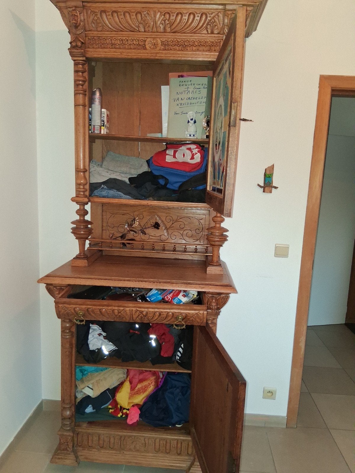 Fijne antieke kast met glaswerk, Antiek en Kunst, Ophalen