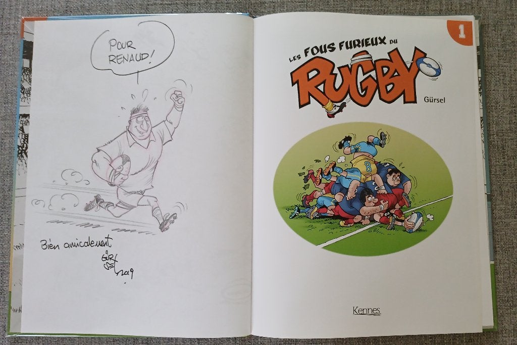 BD Les Fous furieux du rugby 1 Gürsel Dédicace EO Neuf, Eén stripboek, Ophalen of Verzenden, Nieuw