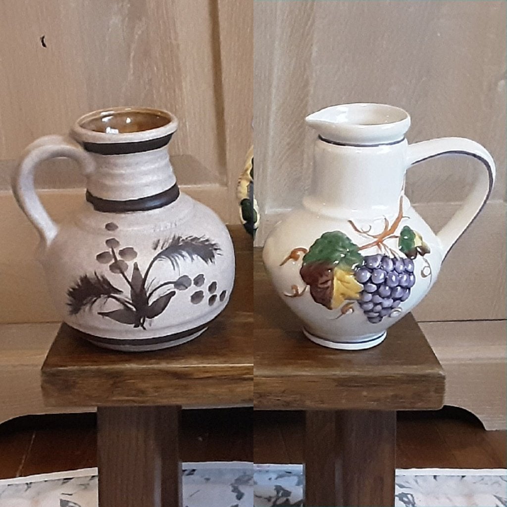 Handgemaakte handgeschilderde keramieke kannetjes 1€/st, Enlèvement ou Envoi, Comme neuf, Poterie, Pichet