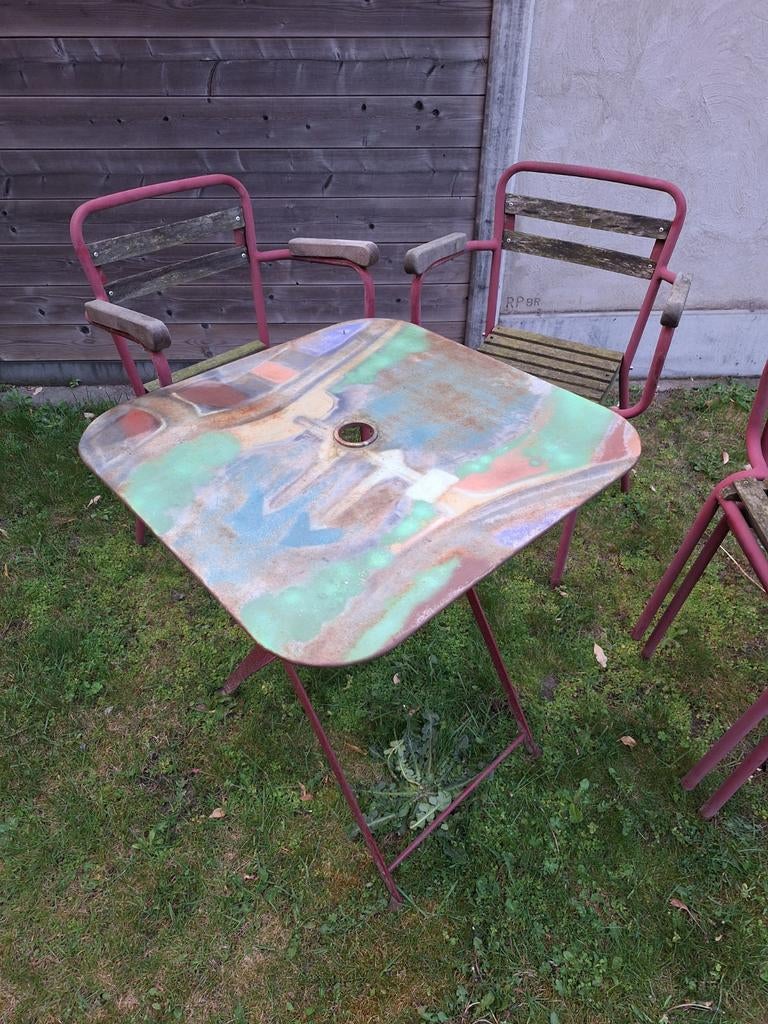 4 stoelen + unieke tafel vedett, Enlèvement