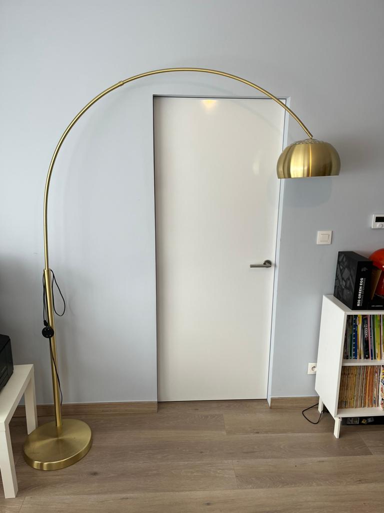 Gouden vloerlamp, Huis en Inrichting, Lampen | Vloerlampen, Ophalen, Gebruikt, 150 tot 200 cm