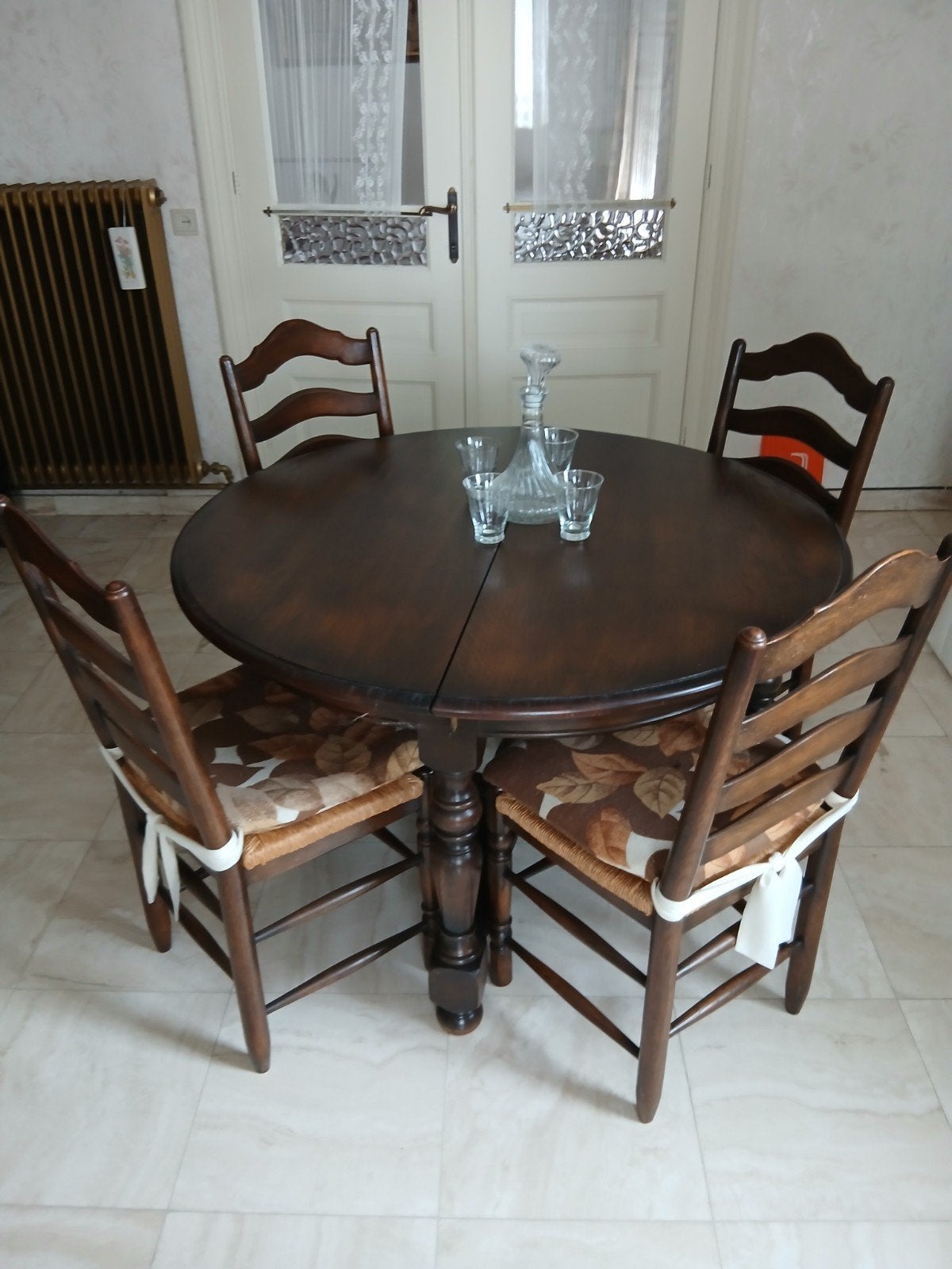 eiken eettafel met 4 stoelen, Ophalen