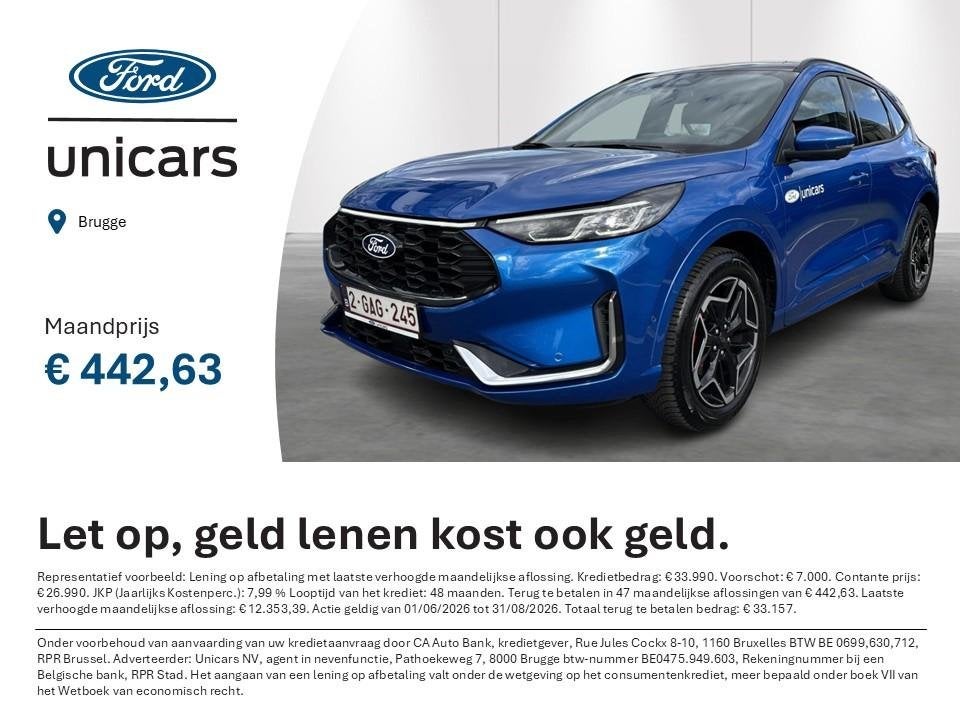 Ford Kuga 2.5i PHEV ST-Line X, Auto's, Ford, Gebruikt, 4 cilinders, Blauw, Plug-in hybride