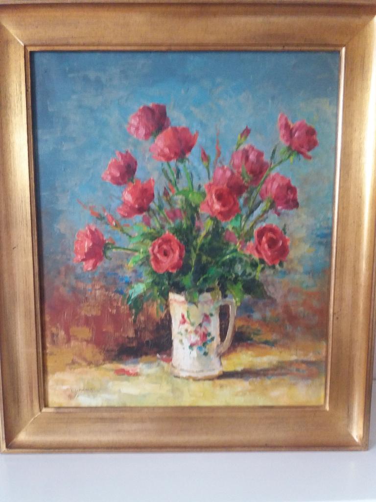 Vase avec fleurs - peinture de Leon Lommaert, Antiquités & Art, Art | Peinture | Classique, Enlèvement