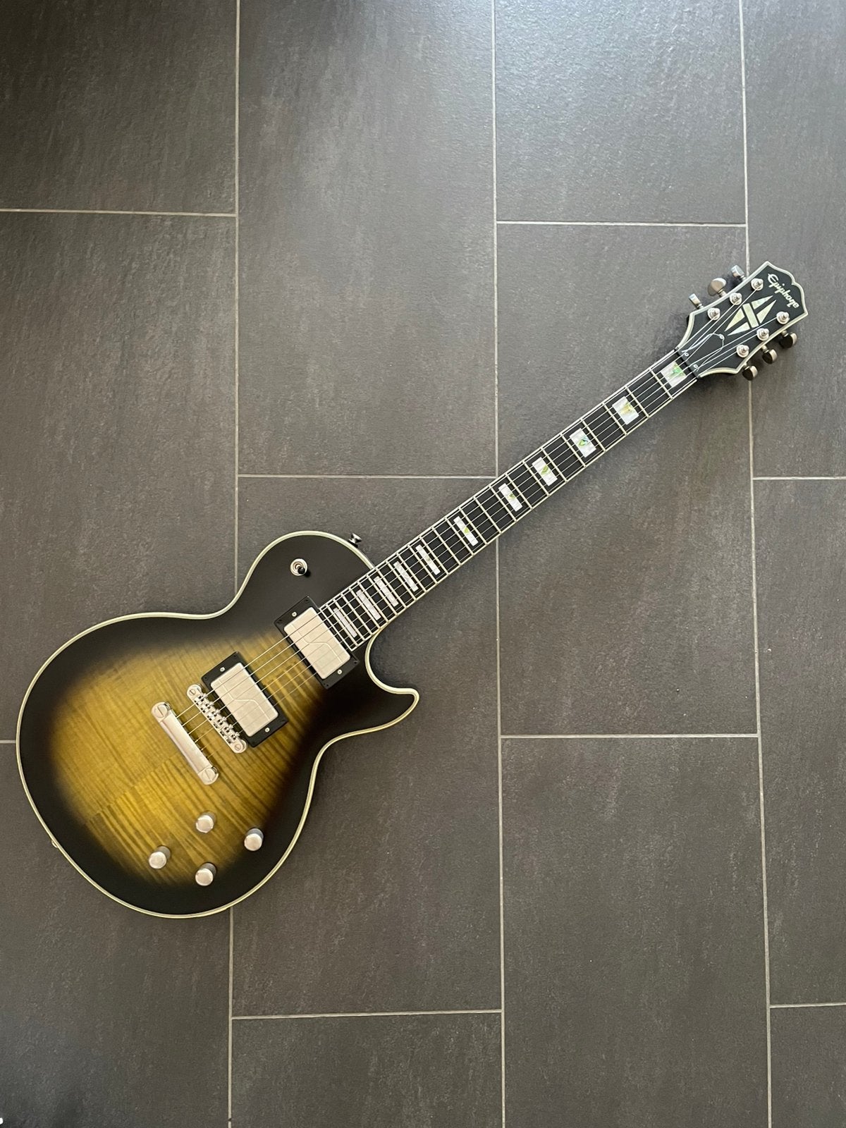 Epiphone les paul Prophecy Olive tiger (Aged Gloss), Enlèvement, Comme neuf, Solid body, Epiphone