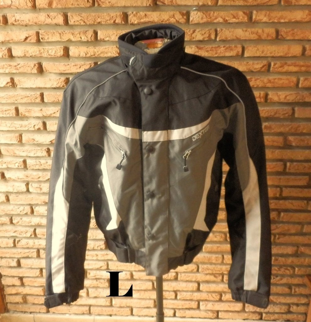 (1) - blouson moto homme t.L noir gris - dexter -, Motos, Enlèvement ou Envoi, Dexter, Hommes, Manteau | tissu