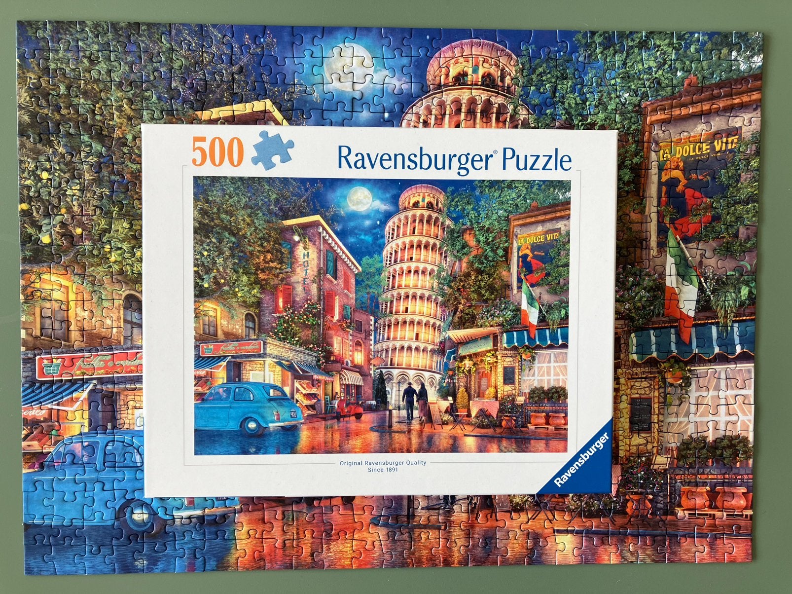 Puzzel 500 stukken - Evening in Pisa - Ravensburger, Ophalen of Verzenden, 500 t/m 1500 stukjes, Zo goed als nieuw, Legpuzzel