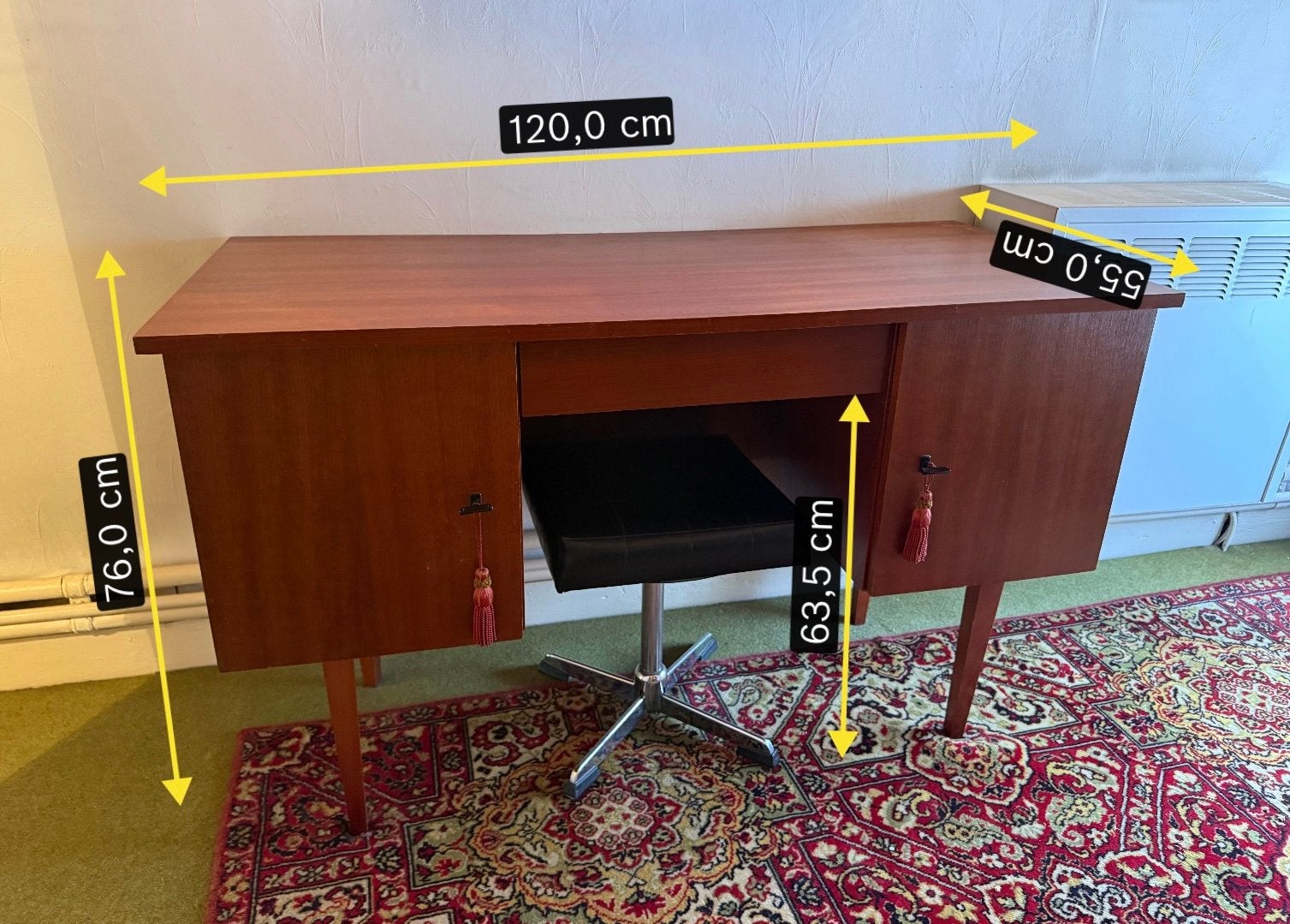 Vintage Fineer Bureau, Huis en Inrichting, Bureaus, Vintage, Ophalen, Zo goed als nieuw
