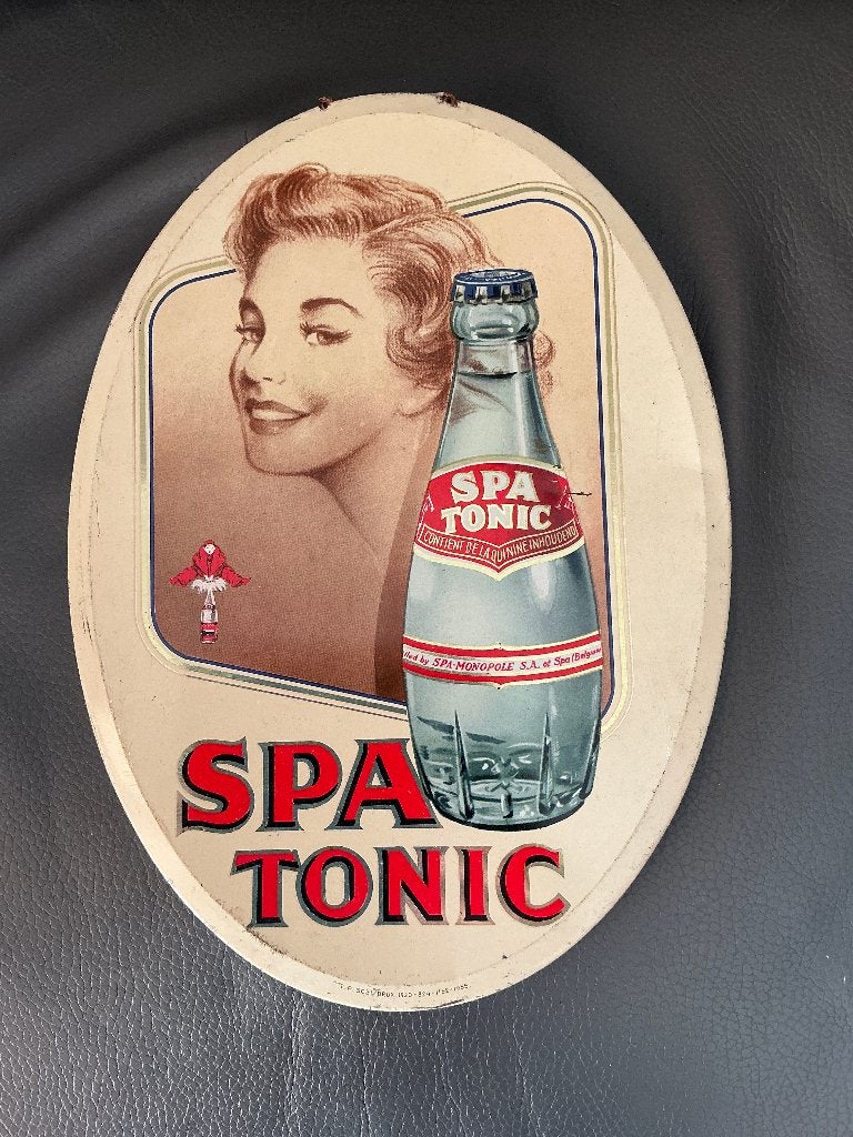 Rare : Tôle ovale Spa Tonic 1958, Enlèvement ou Envoi, Utilisé, Panneau publicitaire