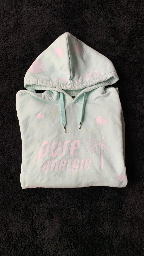 Mint Green Heart Hoodie – “Pure Energie”, Ophalen of Verzenden, Zo goed als nieuw, Maat 46/48 (XL) of groter, Groen