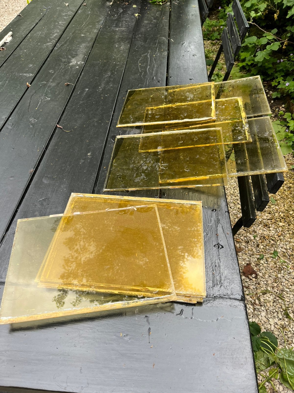 GLAS GEEL PANEEL 12 STUKS GLAS IN LOOD BOUW RAAM, Doe-het-zelf en Bouw, Ophalen, Gebruikt, Minder dan 80 cm, Glasplaat