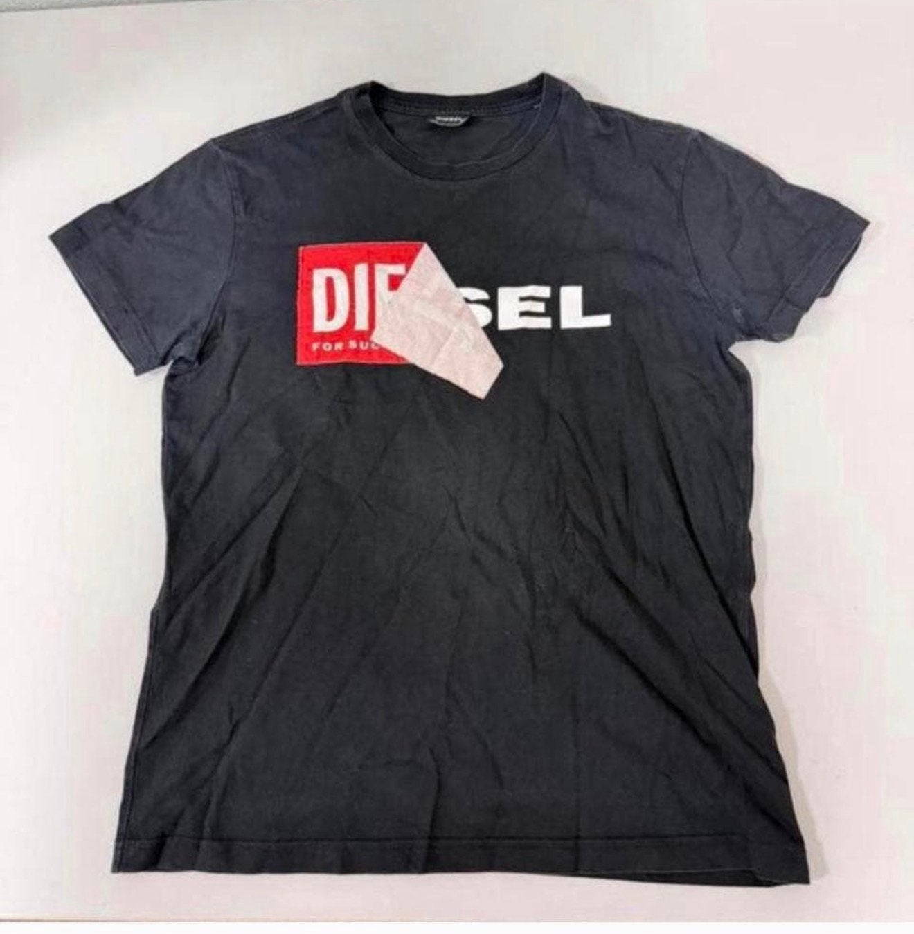 T-SHIRT DIESEL homme avec grand logo t-shirt noir L en coton, Enlèvement ou Envoi, Comme neuf, Taille 52/54 (L), Noir