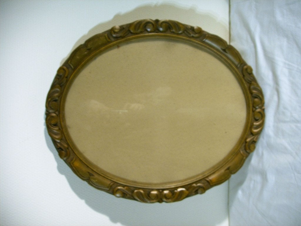 Ovale houten lijst met glas, Enlèvement ou Envoi, 58 cm, 48 cm, Avec verre